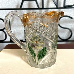 Indiana Glass Flower Medallion Flashed Gold vase